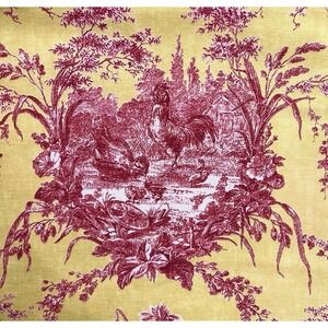 Waverly Fabric La Petite Ferme 6.6 Yards x 53" Pieced Yellow Red Rooster Toile